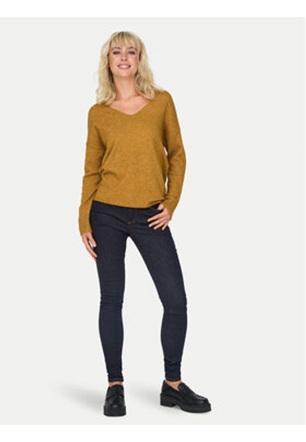 only - ONLY Sweter Rica 15224360 Pomarańczowy Regular Fit. Kolor: pomarańczowy. Materiał: syntetyk