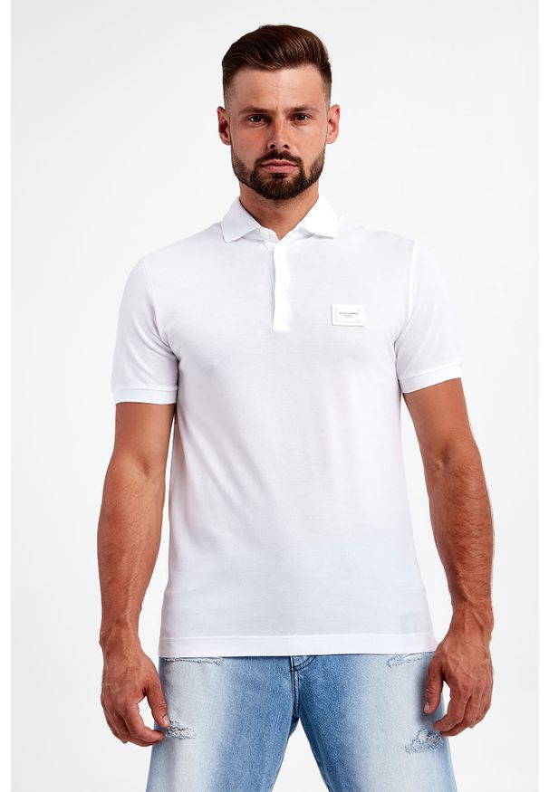 Dolce & Gabbana - Polo DOLCE & GABBANA. Typ kołnierza: polo. Materiał: skóra. Wzór: aplikacja. Styl: klasyczny