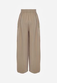 Renee - Ciemnozielone Szerokie Spodnie z Gumką w Talii Carleny. Kolor: zielony. Materiał: wiskoza, tkanina #3