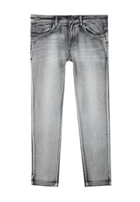 TOP SECRET - Spodnie męskie jeansowe o dopasowanym kroju z przetarciami. Okazja: na co dzień. Kolor: szary. Materiał: jeans. Sezon: zima, jesień. Styl: casual #4