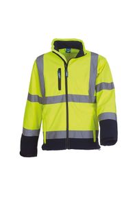 YOKO - Męska Kurtka Sofshell HiVis. Kolor: żółty, wielokolorowy, niebieski