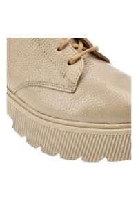 Beżowe Botki Armodo Ocieplane Buty Damskie. Kolor: beżowy. Materiał: materiał, skóra. Styl: elegancki #8