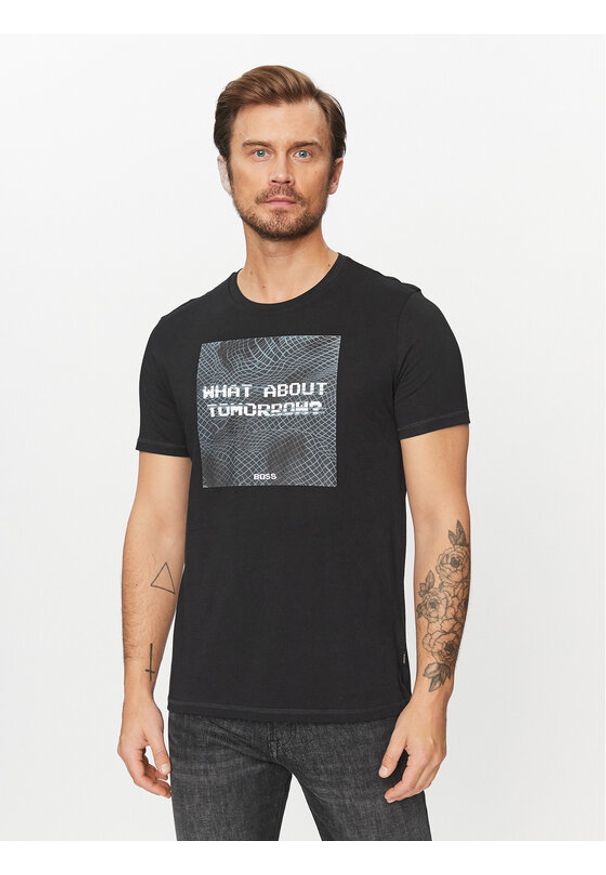 BOSS - Boss T-Shirt Temessage 50503552 Czarny Relaxed Fit. Kolor: czarny. Materiał: bawełna