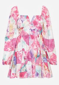 Born2be - Różowa Sukienka Rozkloszowana w Kwiaty Deniza. Okazja: na co dzień, na imprezę. Kolor: różowy. Wzór: kwiaty. Sezon: lato. Styl: casual #7