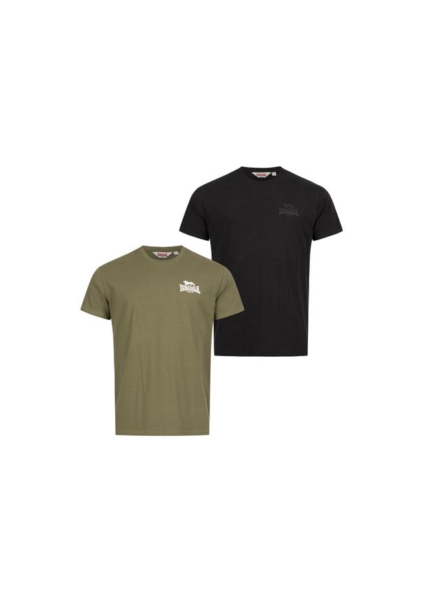 Zestaw 2 koszulek o regularnym kroju Lonsdale Blairmore. Kolor: czarny. Wzór: haft