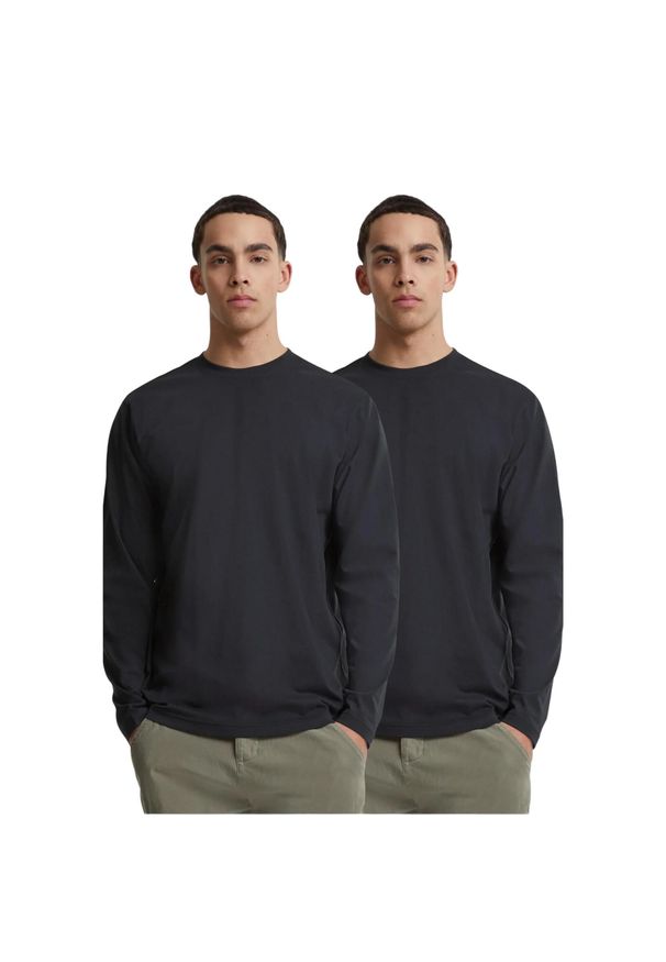 Urban Classics - T-shirt Męski Z Długim Rękawem Basic 2pak. Kolor: czarny. Długość rękawa: długi rękaw. Długość: długie. Sport: turystyka piesza