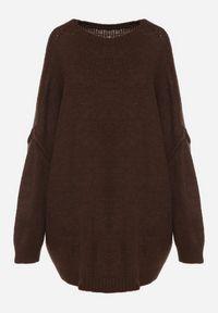 Born2be - Brązowy Sweter z Wiskozą i Wełną o Kroju Nietoperza Fedella. Okazja: na co dzień. Kolor: brązowy. Materiał: wełna, wiskoza. Styl: casual, elegancki #6