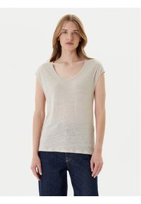 United Colors of Benetton - United Colors Of Benetton T-Shirt 37UJE16B1 Beżowy Regular Fit. Kolor: beżowy. Materiał: len