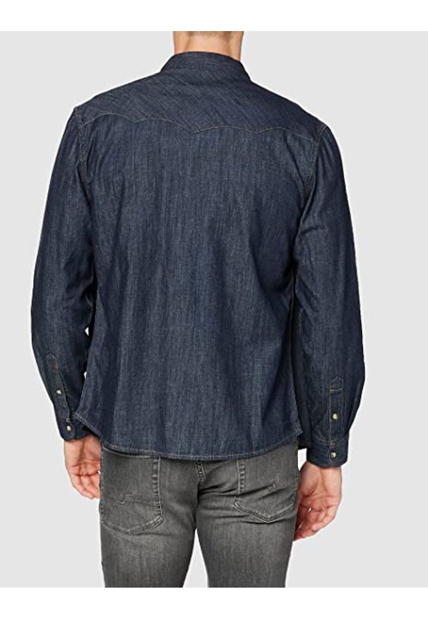 Wrangler - WRANGLER DENIM WESTERN SHIRT MĘSKA KOSZULA JEANSOWA DARK INDIGO W5M12AX1E 112130200. Materiał: denim, jeans