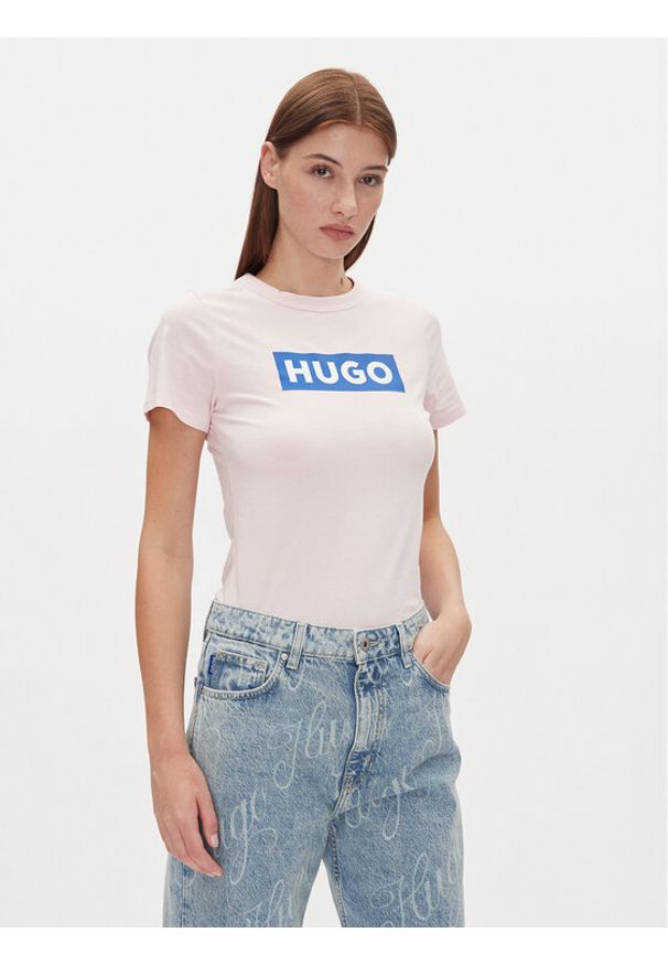 Hugo - HUGO T-Shirt Classic Tee_B 50510772 Różowy Slim Fit. Kolor: różowy. Materiał: bawełna