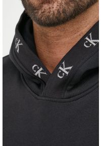 Calvin Klein Jeans bluza męska kolor czarny z kapturem gładka. Typ kołnierza: kaptur. Kolor: czarny. Wzór: gładki #2