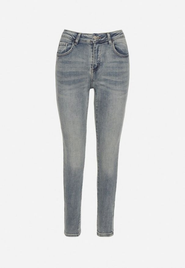 Born2be - Niebieskie Jeansy Skinny z Bawełną z Regularnym Stanem Tevalka. Okazja: na co dzień, na spacer. Kolor: niebieski. Styl: casual