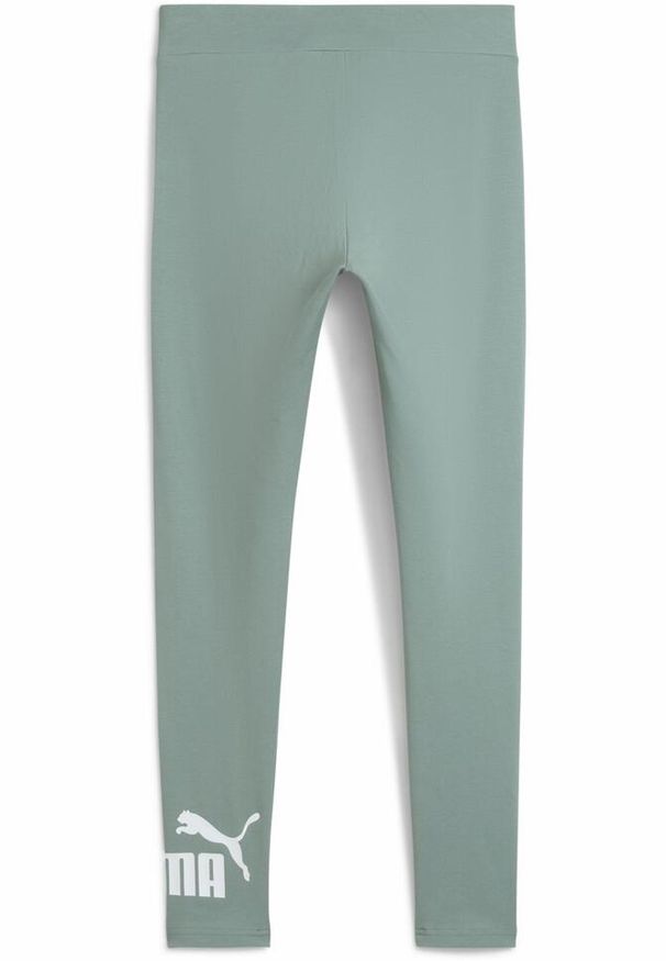 Puma - Legginsy damskie z logo No. 1 ESS PUMA Green Moon. Kolor: szary. Materiał: guma. Wzór: nadruk