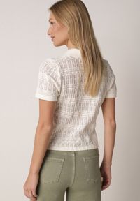 Born2be - Beżowa Szydełkowa Bluzka z Wiskozy z Guzikami i Kołnierzykiem Calime. Okazja: na co dzień. Kolor: beżowy. Materiał: wiskoza. Styl: casual, klasyczny #2