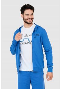 EA7 Emporio Armani - EA7 Niebieska bluza męska z kapturem, Rozmiar S. Typ kołnierza: kaptur. Kolor: niebieski #5