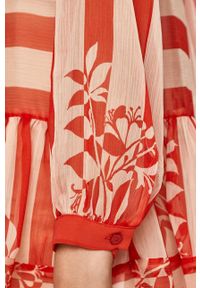 TwinSet - Twinset - Sukienka. Okazja: na co dzień. Kolor: czerwony. Materiał: tkanina, poliester. Wzór: kwiaty. Typ sukienki: rozkloszowane, proste. Styl: casual. Długość: mini #4