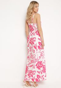 Born2be - Fuksjowa Sukienka na Regulowanych Ramiączkach z Gumkami na Plecach Ściągana Troczkiem Harnela. Okazja: na co dzień. Kolor: różowy. Długość rękawa: na ramiączkach. Typ sukienki: proste. Styl: elegancki, casual, klasyczny #3