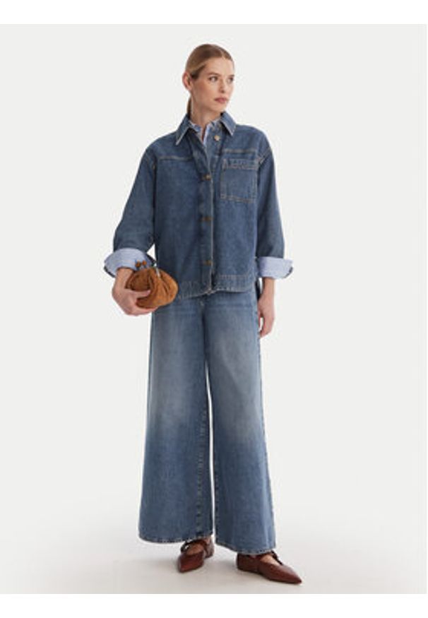 Weekend Max Mara Jeansy Abete 2615181101 Granatowy Wide Leg. Kolor: niebieski