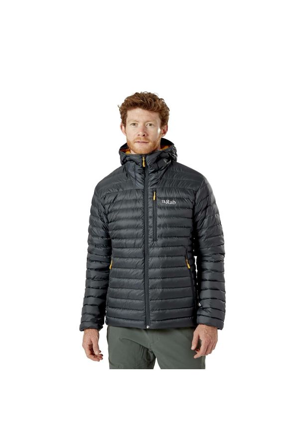 Kurtka puchowa męska Rab Microlight Alpine Jacket z kapturem. Typ kołnierza: kaptur. Kolor: wielokolorowy. Materiał: puch