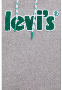 Levi's® - Levi's Bluza męska kolor szary z kapturem z aplikacją. Okazja: na spotkanie biznesowe. Typ kołnierza: kaptur. Kolor: szary. Materiał: dzianina. Wzór: aplikacja. Styl: biznesowy