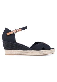 TOMMY HILFIGER - Tommy Hilfiger Espadryle Basic Opened Toe Mid Wedge FW0FW04785 Czarny. Kolor: czarny. Materiał: materiał