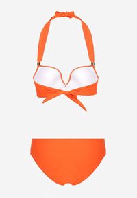 Born2be - Pomarańczowe Bikini Dwuczęściowe Stanik Wiązany na Szyi Majtki Typu Figi Uvadia. Kolor: pomarańczowy
