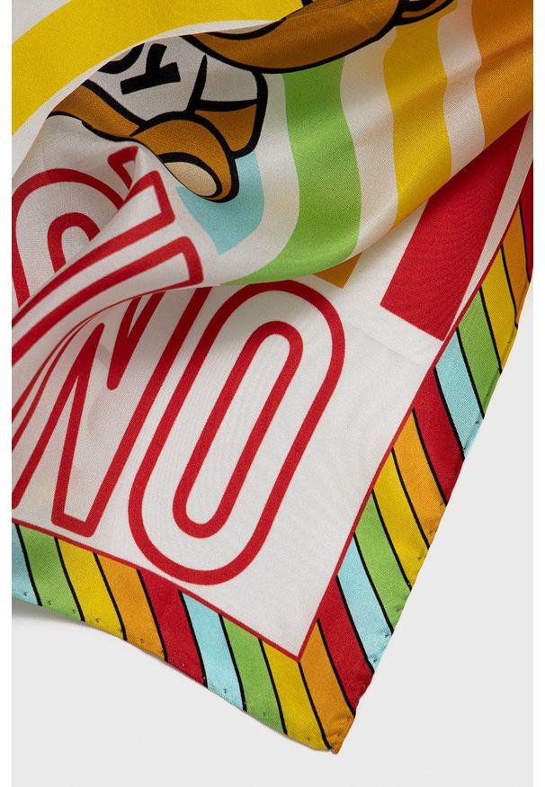 MOSCHINO - Moschino Apaszka jedwabna kolor biały wzorzysta. Kolor: biały. Materiał: jedwab