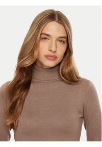 ACCESS FASHION Golf 44-8074 Beżowy Slim Fit. Typ kołnierza: golf. Kolor: beżowy. Materiał: wiskoza #5