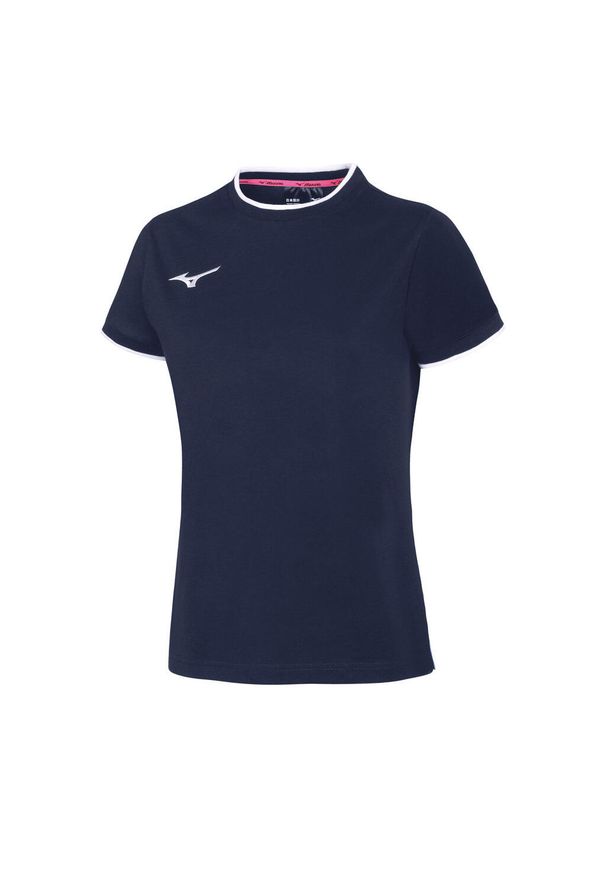 Damska koszulka polo Mizuno. Typ kołnierza: polo. Kolor: niebieski, wielokolorowy, biały. Sport: fitness