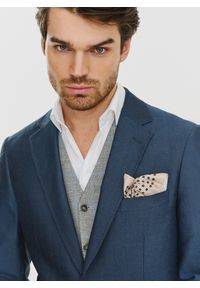 Pako Lorente - PAKO LORENTE – Granatowa marynarka męska bez podszewki. Okazja: na co dzień. Kolor: niebieski. Materiał: jeans. Wzór: paski. Styl: casual, sportowy #5