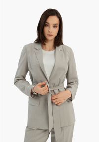 Volcano - Marynarka z bawełną JB-RUNTA. Okazja: na co dzień. Kolor: szary. Materiał: bawełna. Wzór: paski. Styl: casual, elegancki, klasyczny #1