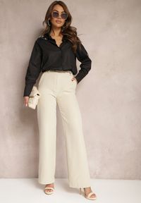 Renee - Czarna Koszula z Cyrkoniami i Kryształkami na Ażurowych Wstawkach na Rękawach Killua. Okazja: na co dzień. Kolor: czarny. Materiał: jeans. Wzór: ażurowy. Styl: glamour, casual, elegancki