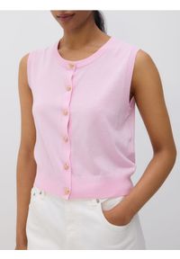 Reserved - Dzianinowa kamizelka - pastelowy róż. Kolor: różowy. Materiał: dzianina. Styl: klasyczny
