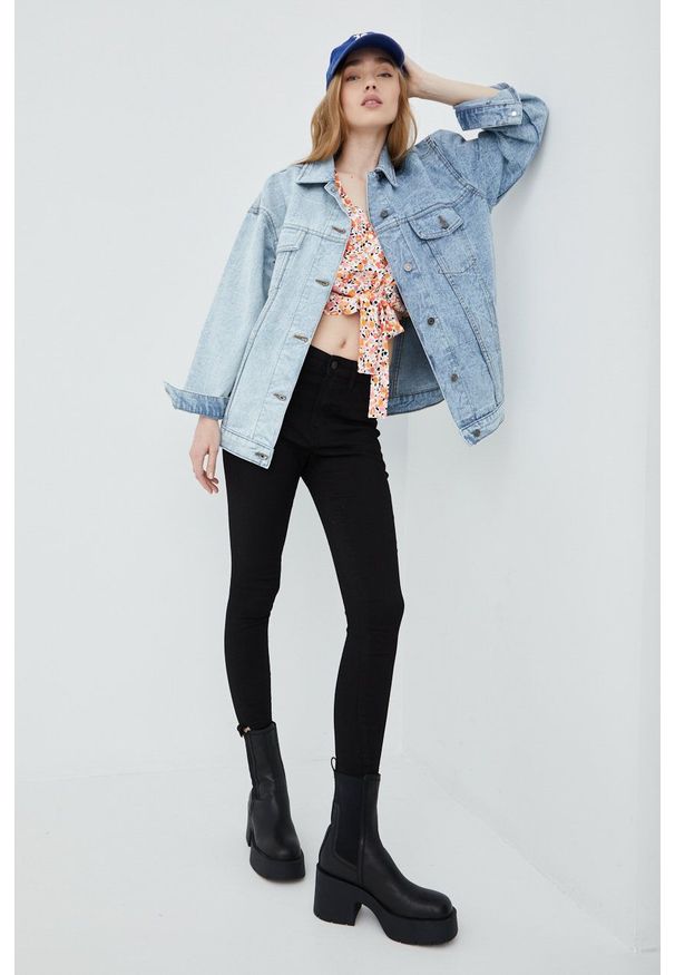 Brave Soul kurtka jeansowa damska przejściowa oversize. Kolor: niebieski. Materiał: jeans