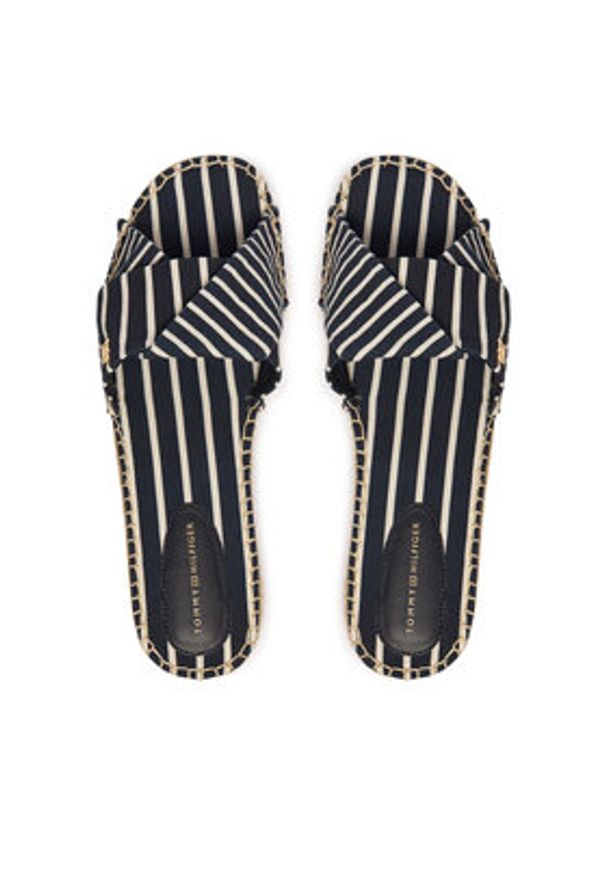 TOMMY HILFIGER - Tommy Hilfiger Klapki Canvas FW0FW09140 Granatowy. Kolor: niebieski. Materiał: materiał