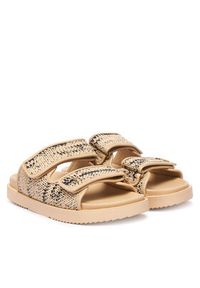 TOMMY HILFIGER - Tommy Hilfiger Klapki Double Strap Raffia FW0FW09122 Beżowy. Kolor: beżowy. Materiał: syntetyk #3