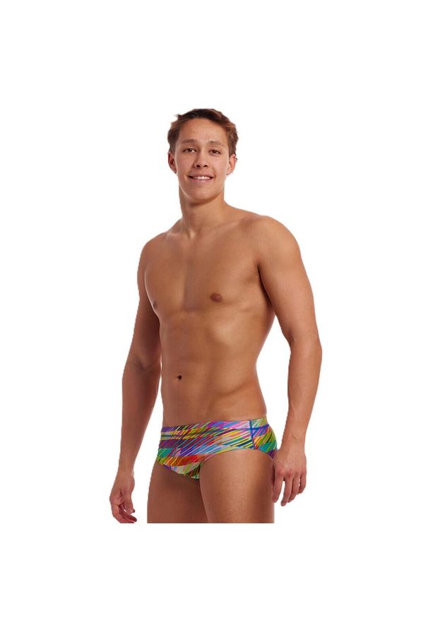 FUNKY TRUNKS - Kąpielówki męskie slipy na basen treningowe Funky Trunks Static Stack. Kolor: wielokolorowy