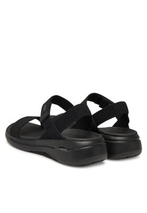 skechers - Skechers Sandały Go Walk Arch Fit Sandal-Polished 140264/BBK Czarny. Kolor: czarny. Materiał: materiał