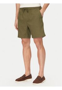 TOMMY HILFIGER - Tommy Hilfiger Szorty materiałowe Dover MW0MW44356 Zielony ciemny Regular Fit. Kolor: zielony. Materiał: len #1