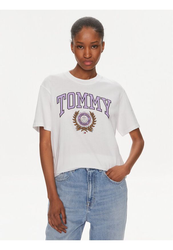 Tommy Jeans T-Shirt Varsity DW0DW17824 Biały Relaxed Fit. Kolor: biały. Materiał: bawełna