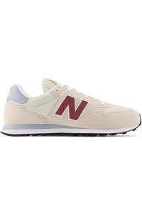 Buty męskie New Balance GM500HE2 – beżowe. Okazja: na co dzień. Kolor: beżowy. Materiał: materiał, tworzywo sztuczne, guma. Szerokość cholewki: normalna