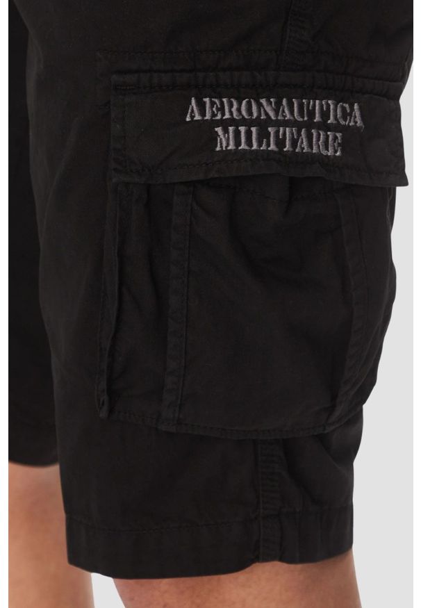 Aeronautica Militare - AERONAUTICA MILITARE Czarne męskie bermudy, Rozmiar S. Okazja: na co dzień. Kolor: czarny. Materiał: materiał. Styl: casual