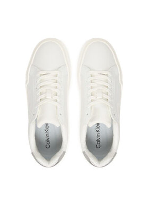 Calvin Klein Sneakersy Chunky Cupsole Lace Up Lth Met YW0YW01948 Biały. Kolor: biały. Materiał: skóra