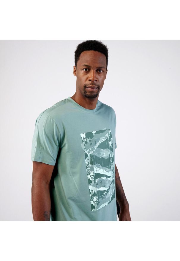 KUIKMA - Koszulka tenisowa męska Artengo Soft. Kolor: zielony. Materiał: bawełna, materiał, elastan, lyocell. Sport: tenis