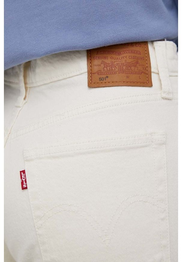 Levi's® - Levi's jeansy 501 CROP damskie high waist. Okazja: na spotkanie biznesowe. Stan: podwyższony. Kolor: beżowy. Styl: biznesowy