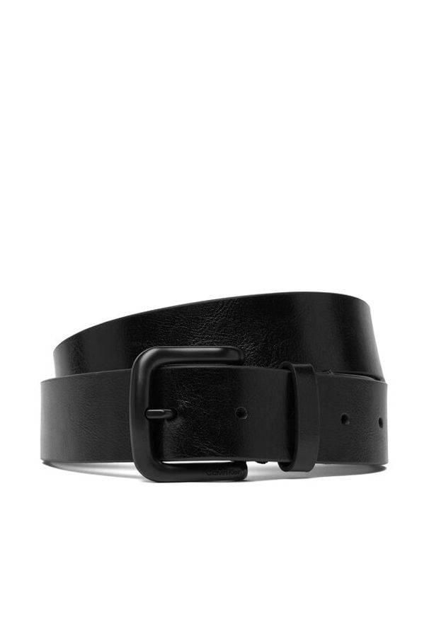 Calvin Klein Pasek Męski Round Buckle Tumbled 35 Mm LV04D7041G Czarny. Kolor: czarny. Materiał: skóra