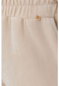 Nissa Spodnie damskie kolor kremowy gładkie. Kolor: beżowy. Materiał: dzianina. Wzór: gładki #3