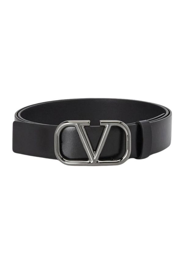Valentino Garavani - VALENTINO GARAVANI Czarny pasek męski ze skóry. Kolor: czarny. Materiał: skóra