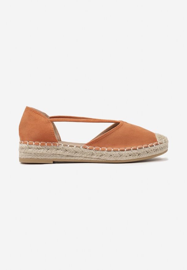 Born2be - Pomarańczowe Espadryle z Plecioną Podeszwą i Wycięciem po Bokach Anniran. Okazja: na co dzień. Kolor: pomarańczowy. Materiał: satyna. Sezon: lato. Styl: klasyczny, elegancki, casual
