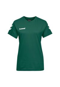 Koszulka sportowa z krótkim rękawem damska Hummel hmlGO cotton. Kolor: zielony. Długość rękawa: krótki rękaw. Długość: krótkie